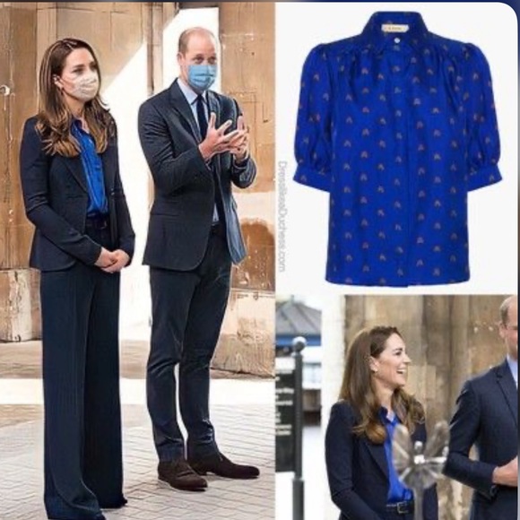 BNWT Lisou Betty Blue Rainbow Blouse. Sz 14UK/US 10. ASO Kate Middleton - Picture 1 of 9